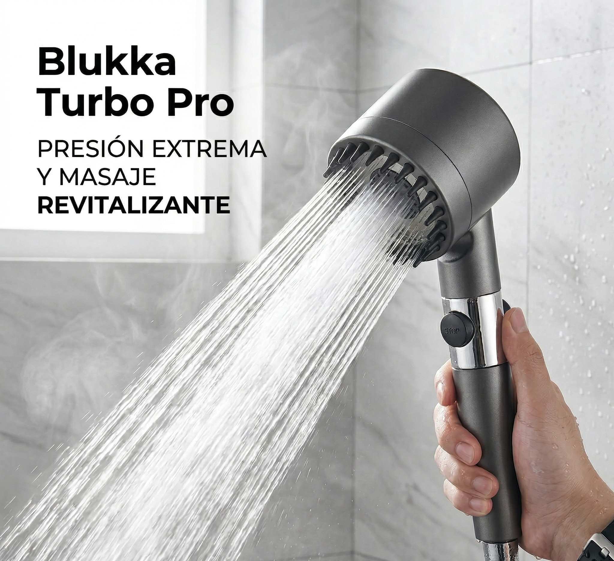 BLUKKA TURBO PRO: La ducha táctica de alta presión con masaje capilar