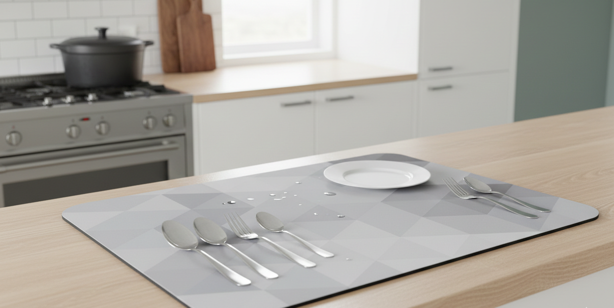 Alfombrilla de Secado Dry-Grid – Estética Geométrica y Absorción Total