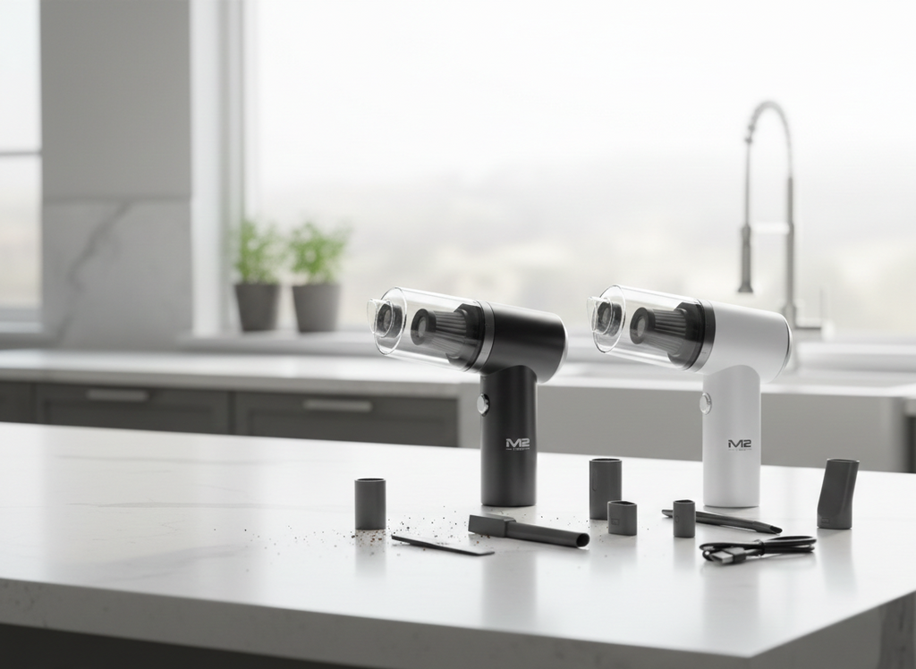 Mini Aspiradora Ciclónica 2-en-1 – Aspira y Sopla (120W de Potencia)