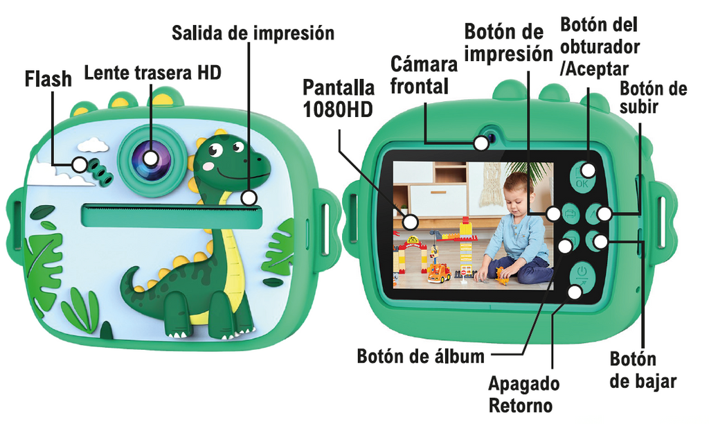 Cámara Infantil con Impresora Térmica Instantánea y Juegos