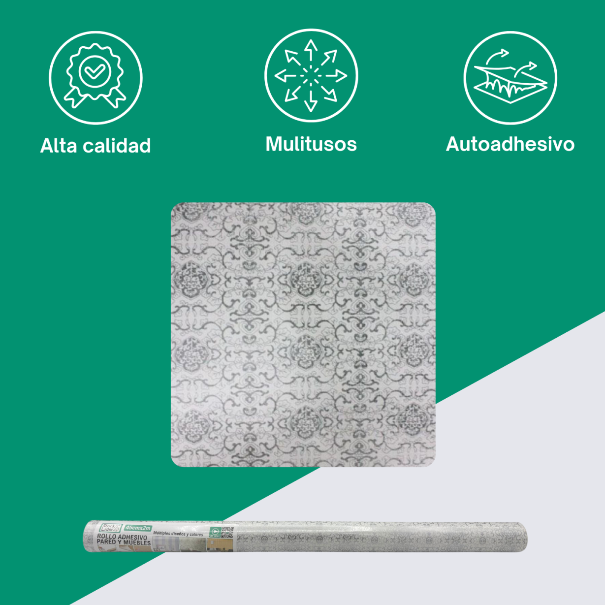 BLUKKA Wrap – Rollo Adhesivo Geométrico "Edición Grey Diamond"