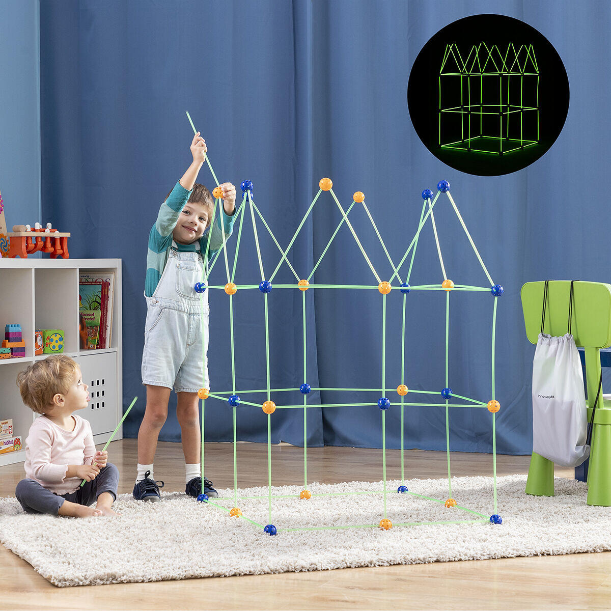 Archikitt – Kit de Construcción de Fuertes para Niños 85 Piezas Fluorescentes