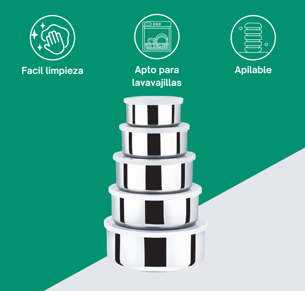 Set de 5 Contenedores Master-Steel: El Estándar Profesional en tu Cocina